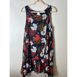 NWT Entro Navy Sleeveless Knee Length Shift Dress Sz L